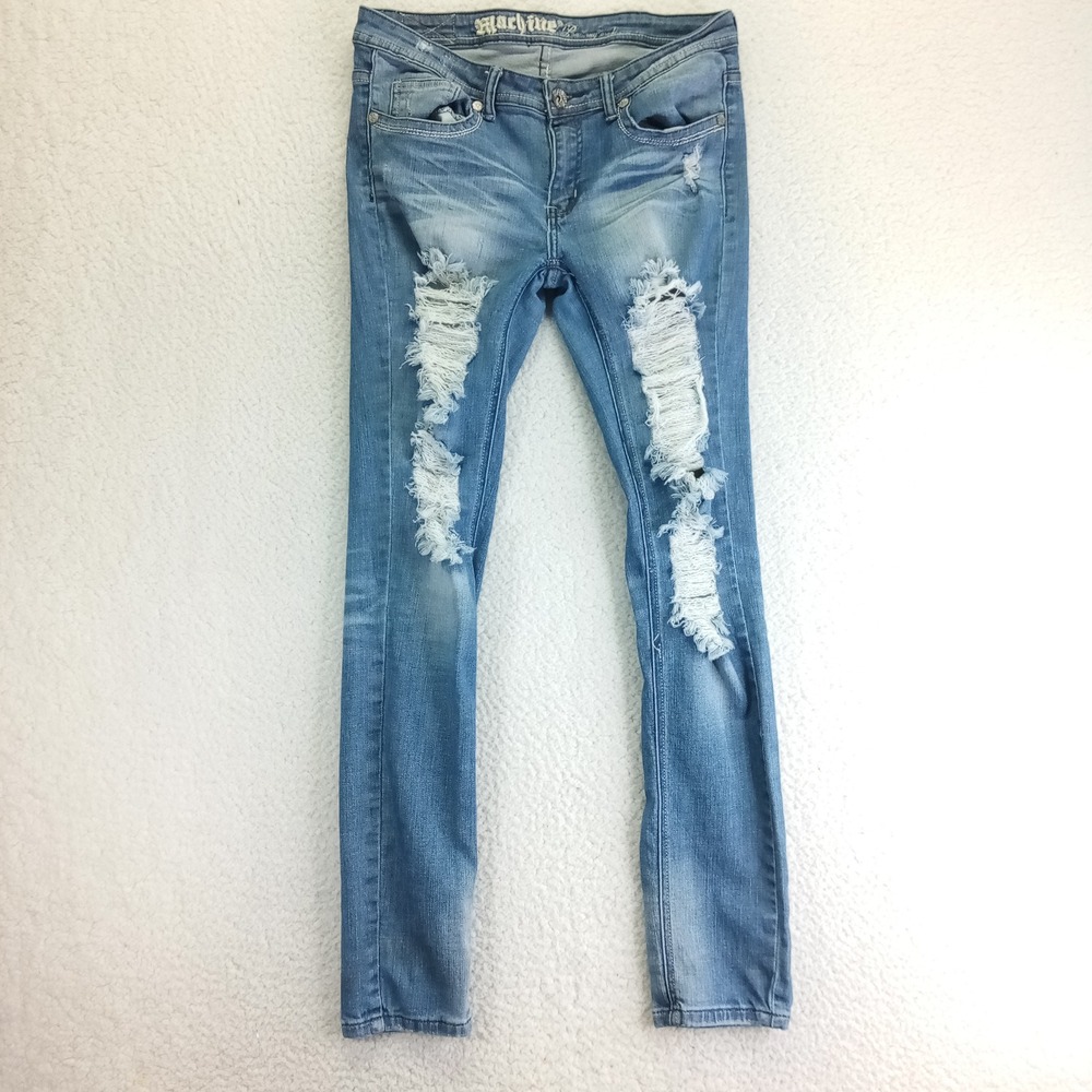 Machine Pour Neuf Mode Womens Distressed Skinny Jeans Blue Size 11 ST-6438